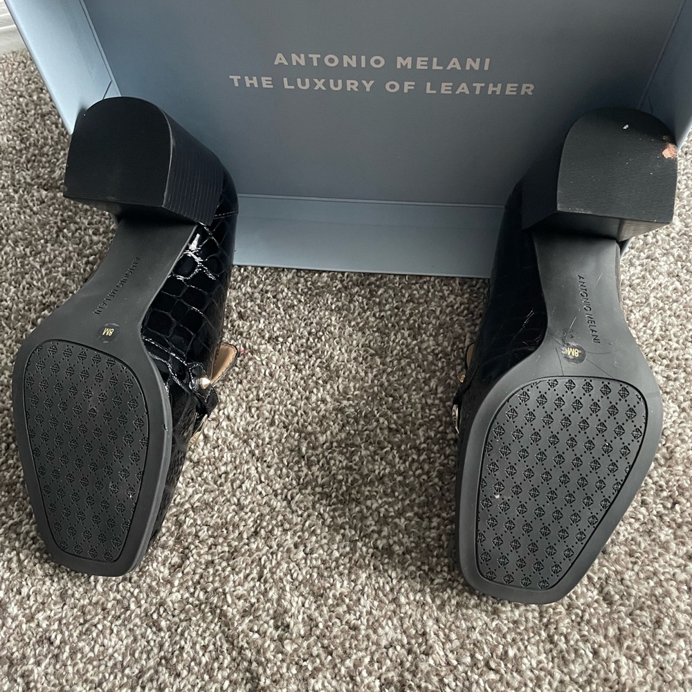 Antonio Melani black & gold alligator pattern dress shoes - Picture 4 of 4